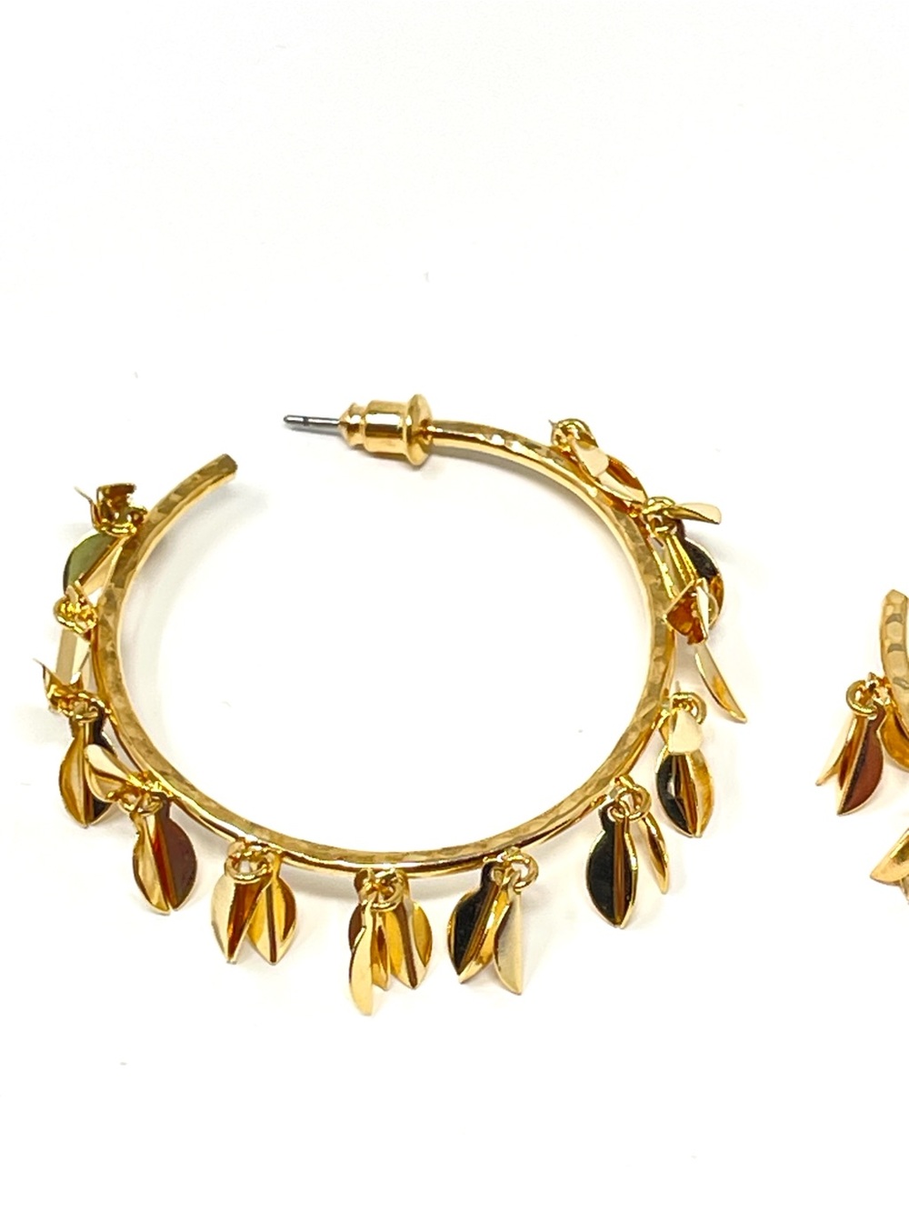 New Anthropologie Botanical Burst Gold Hoop Earrings - Picture 5 of 8